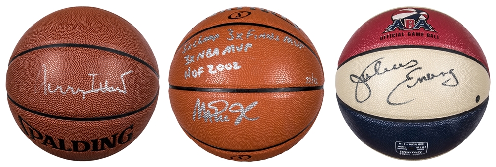 Lot of (3) Hall of Famer Single Signed Basketballs (Julius Erving, Magic Johnson and Jerry West) ( Fanatics & Steiner)